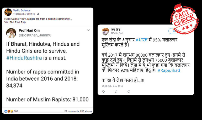 झूठे दावे: वायरल पोस्ट का दावा 96% बलात्कार अपराधी मुसलमान हैं झूठे दावे: वायरल पोस्ट का दावा 96% बलात्कार अपराधी मुसलमान हैं