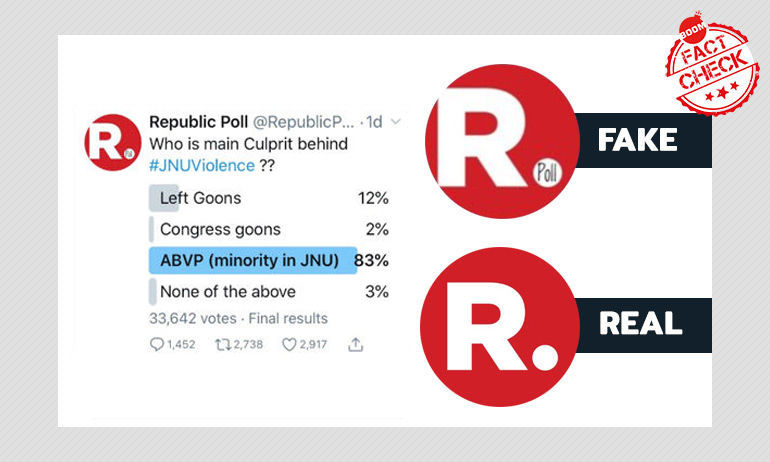 फ़र्ज़ी ट्विटर वोटिंग: रिपब्लिक चैनल का नाम इस्तेमाल कर अकाउंट वायरल फ़र्ज़ी ट्विटर वोटिंग: रिपब्लिक चैनल का नाम इस्तेमाल कर अकाउंट वायरल