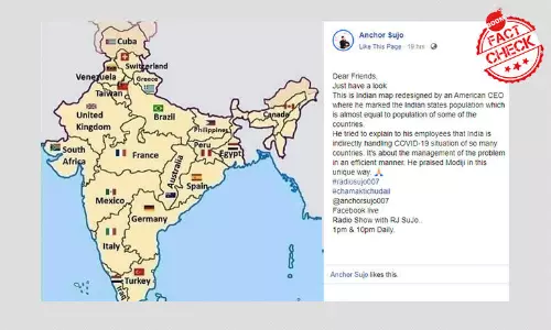 भारत सरकार की कोविड-19 के ख़िलाफ़ प्रतिक्रिया की प्रशंसा में अमेरिकी सी.इ.ओ ने बनाया यह मैप?