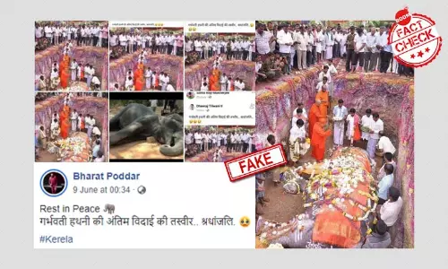 2015 की तस्वीर को केरला में गर्भवती हथिनी का अंतिम संस्कार बता कर किया शेयर