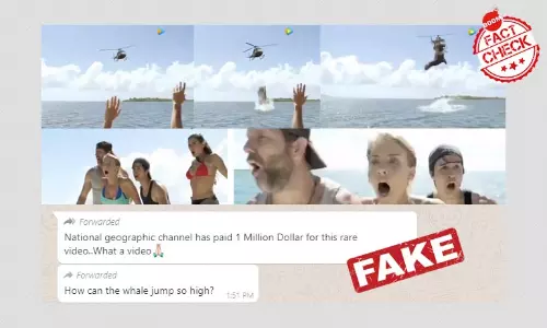 हेलीकाप्टर को पानी में खींचती शार्क का ये दृश्य एक फ़िल्म से उड़ाया गया है