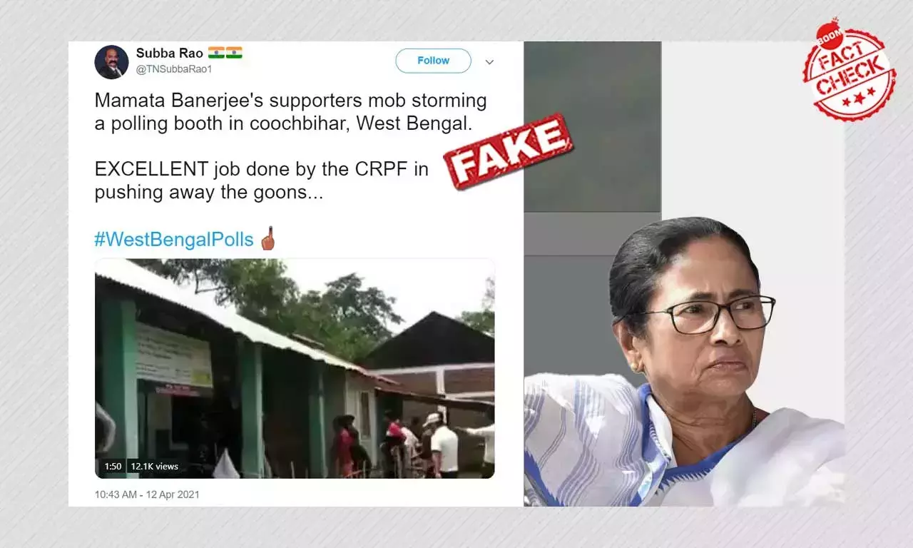 नहीं, यह वीडियो टीएमसी कार्यकर्ताओं को पोलिंग बूथ पर हमला करते नहीं दिखाता