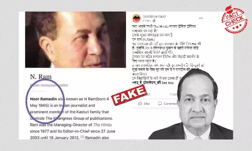 द हिन्दू समूह के डायरेक्टर एन राम के नाम पर वायरल हो रही है ये फ़र्ज़ी खबर