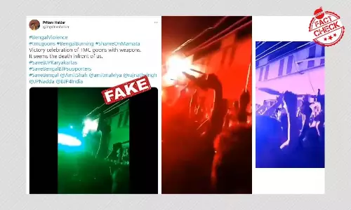 बंदूकों और तलवारों के साथ तृणमूल की जीत का जश्न दिखाता ये वीडियो एडिटेड है