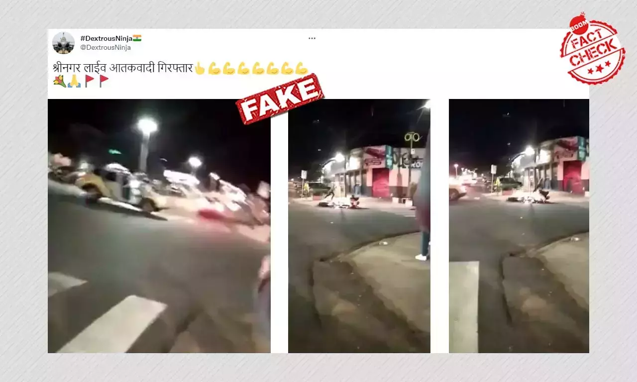 श्रीनगर में आतंकवादी की लाइव गिरफ़्तारी के दावे से वायरल वीडियो असल में कहां से है?