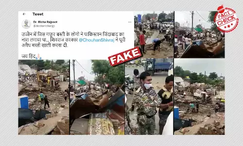 क्या उज्जैन में पाकिस्तान ज़िंदाबाद नारा लगाने पर सरकार ने बस्ती खाली करा दी? फ़ैक्ट चेक