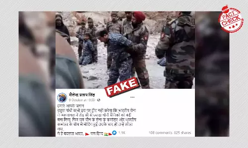 फ़िल्म शूट की तस्वीर भारतीय सेना द्वारा पीएलए सैनिकों को पकड़ने के रूप में वायरल फ़िल्म शूट की तस्वीर भारतीय सेना द्वारा पीएलए सैनिकों को पकड़ने के रूप में वायरल