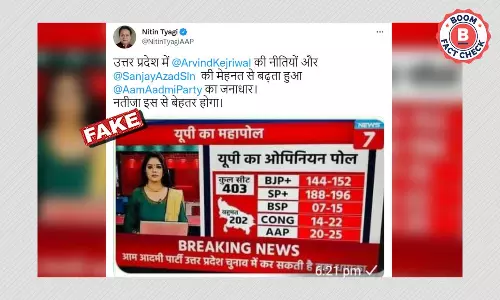 न्यूज़ 24 चैनल पर दिखाए गए ओपिनियन पोल का एडिटेड स्क्रीनशॉट फ़र्ज़ी दावे से वायरल