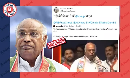 सनातन धर्म पर बोलते हुए मल्लिकार्जुन खड़गे का पुराना वीडियो हालिया बताकर वायरल