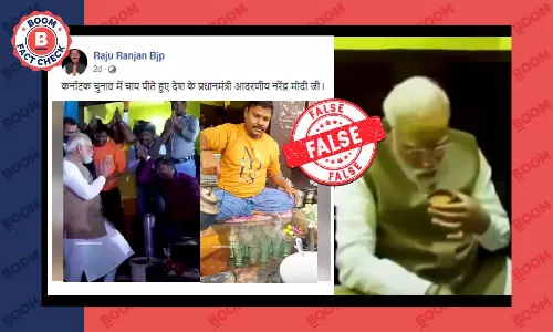 पीएम मोदी के चाय पीने का यह वीडियो हालिया कर्नाटक चुनाव के दौरान का नहीं है