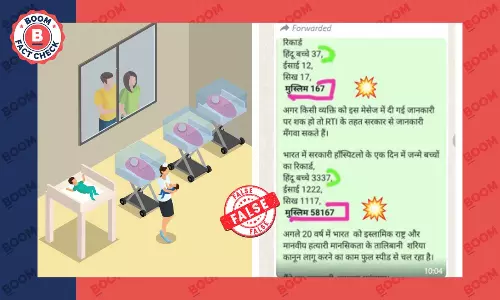 सरकारी अस्पतालों में अन्य धर्मों की तुलना में अधिक मुस्लिम बच्चों के जन्म का दावा फ़र्ज़ी है सरकारी अस्पतालों में अन्य धर्मों की तुलना में अधिक मुस्लिम बच्चों के जन्म का दावा फ़र्ज़ी है