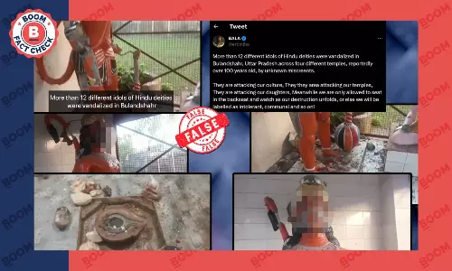 बुलंदशहर के मंदिरों में तोड़फोड़ की घटना को फ़र्ज़ी सांप्रदायिक दावे से किया गया शेयर