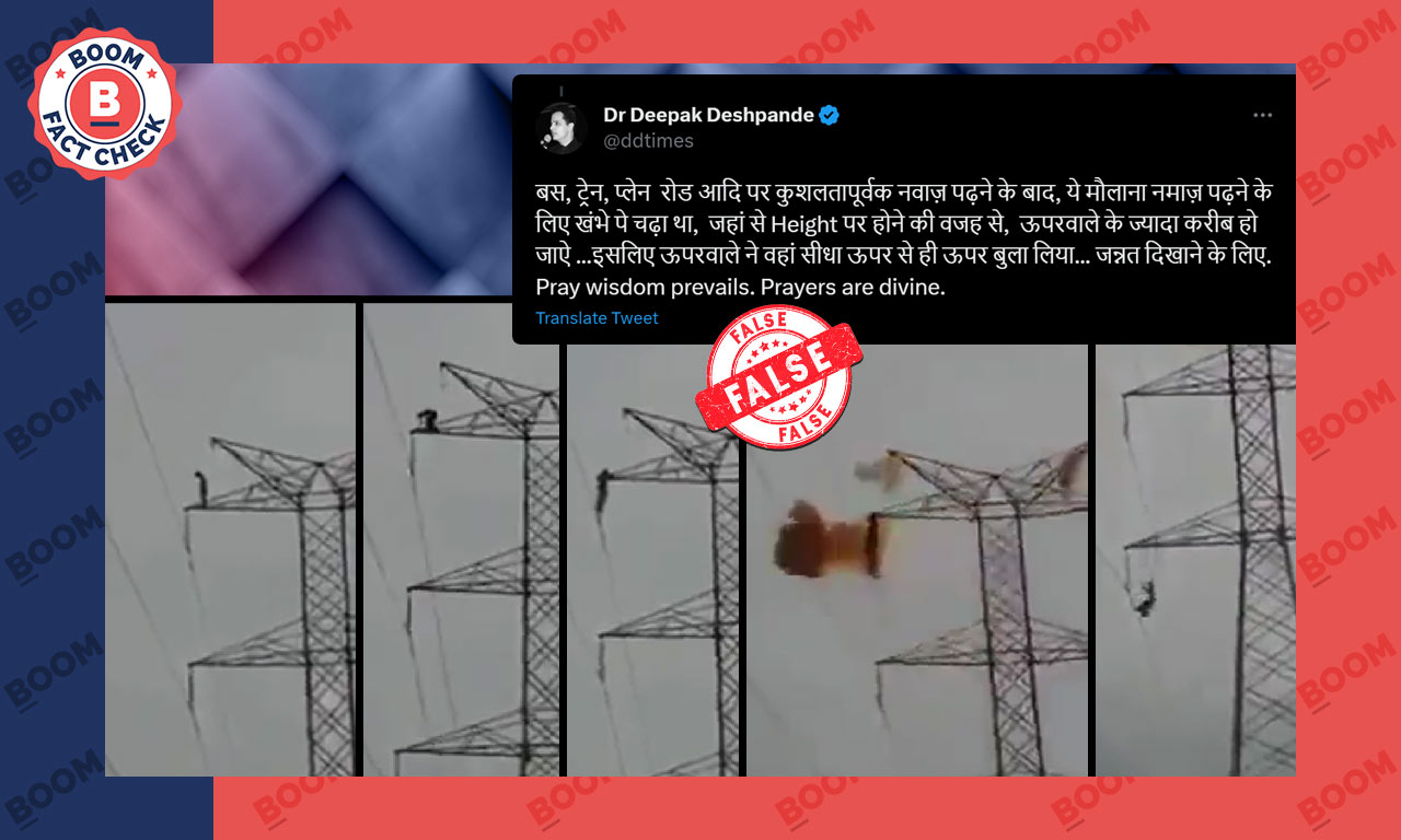 2018 video of a person falling from high voltage tower in Colombia is falsely viral with