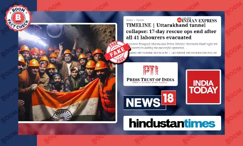 भारतीय समाचार संस्थानों ने उत्तराखंड सुरंग बचाव दल को दिखाने के लिए AI तस्वीर का प्रयोग किया