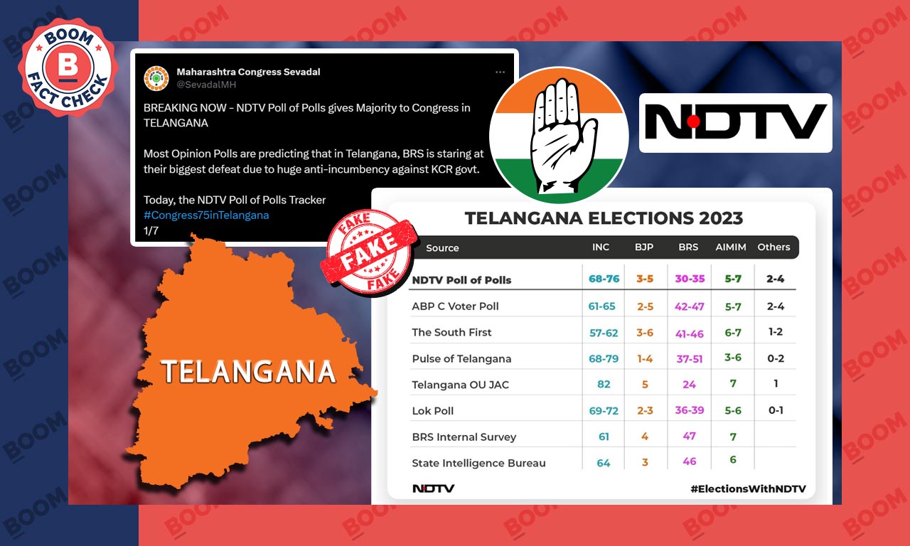 'Poll Of Polls' Graphic Predicting Congress Victory In Telangana Is Fake