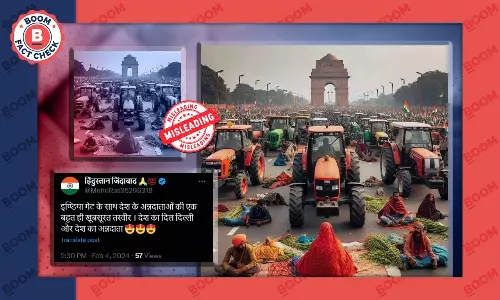 इंडिया गेट पर आंदोलनरत किसानों की AI जनित तस्वीर   भ्रामक दावे से वायरल