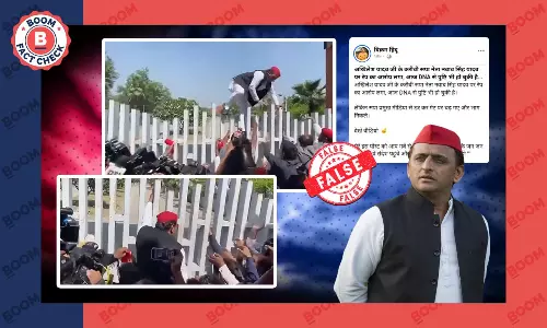 Fact check video of Akhilesh Yadav jumping gate to avoid media questions