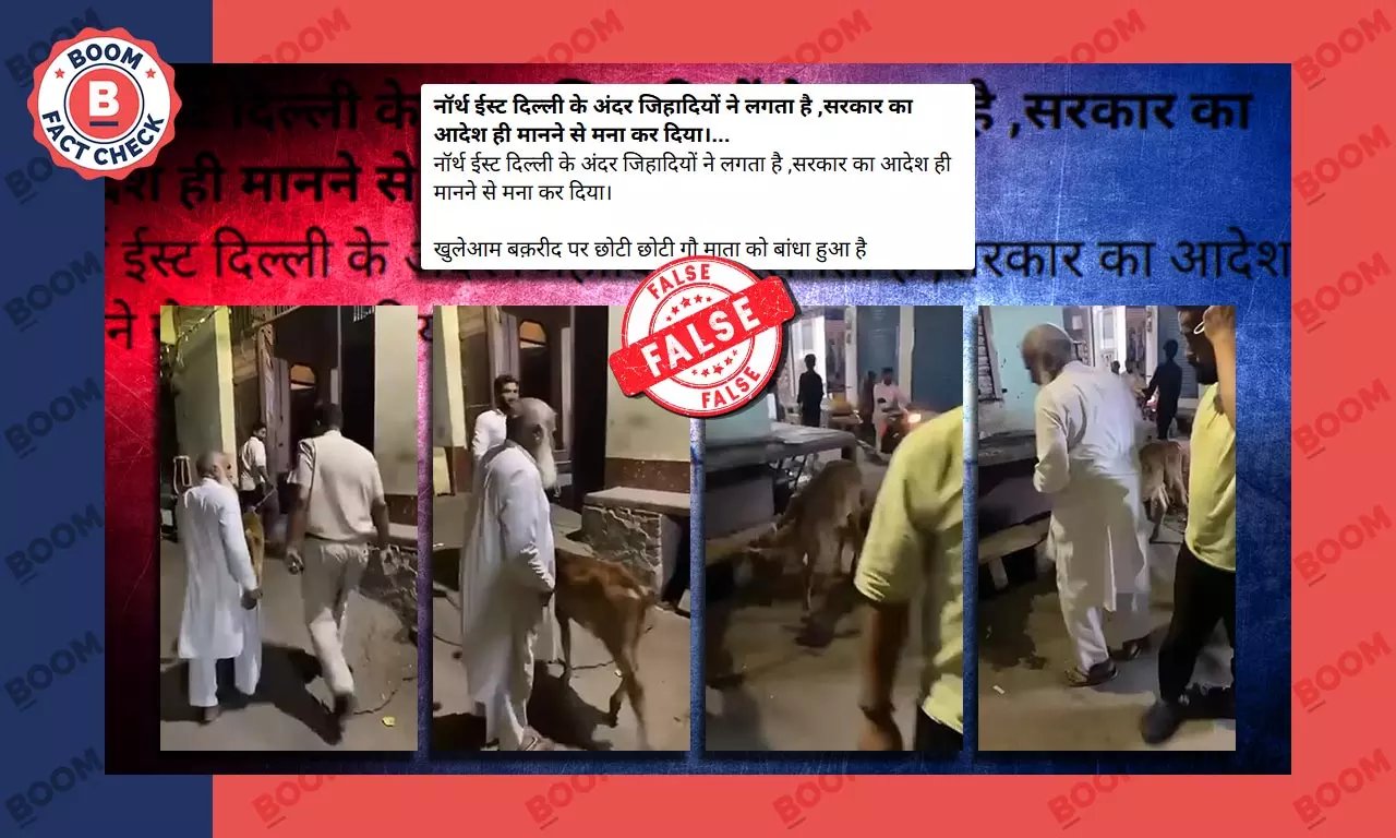 calf tied on road Delhi video linking it Eid with False communal claim calf tied on road Delhi video linking it Eid with False communal claim