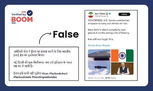 Claim that US used Indian airspace to attack Iran is false