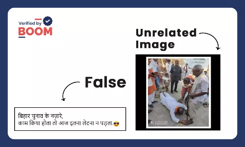 Viral photo claiming to show a leader in Bihar begging for votes is actually from Madhya Pradesh