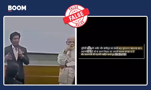 Edited viral clip falsely shows Shah Rukh Khan explaining jihad to PM Modi.