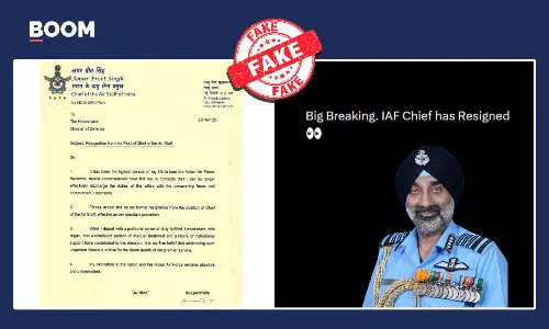 Fake letter claiming the resignation of Air Force Chief AP Singh Fake letter claiming the resignation of Air Force Chief AP Singh