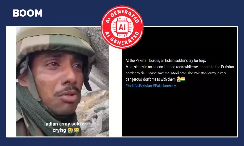 The video of a soldier appealing not to mess with Pakistan is AI generated.