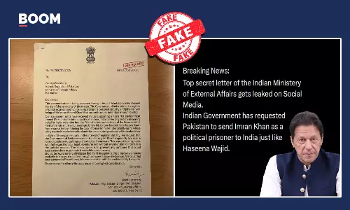 Fake letter claimed to show MEA asking Pakistan to send Imran Khan to India as a political prisoner