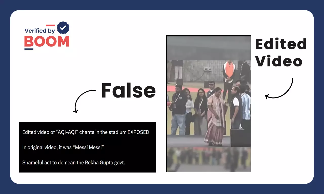 An edited video is going viral claiming that no slogans about the AQI were raised in front of the Delhi CM An edited video is going viral claiming that no slogans about the AQI were raised in front of the Delhi CM