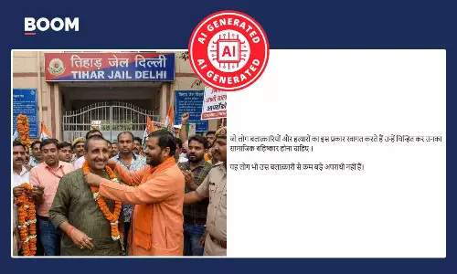AI-generated photo claiming Kuldeep Sengar welcomed with garlands