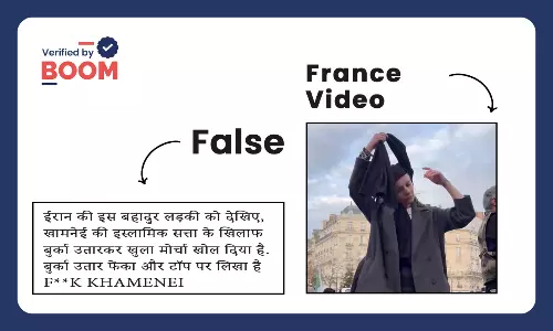 Video of a woman protesting against Khamenei in Iran.