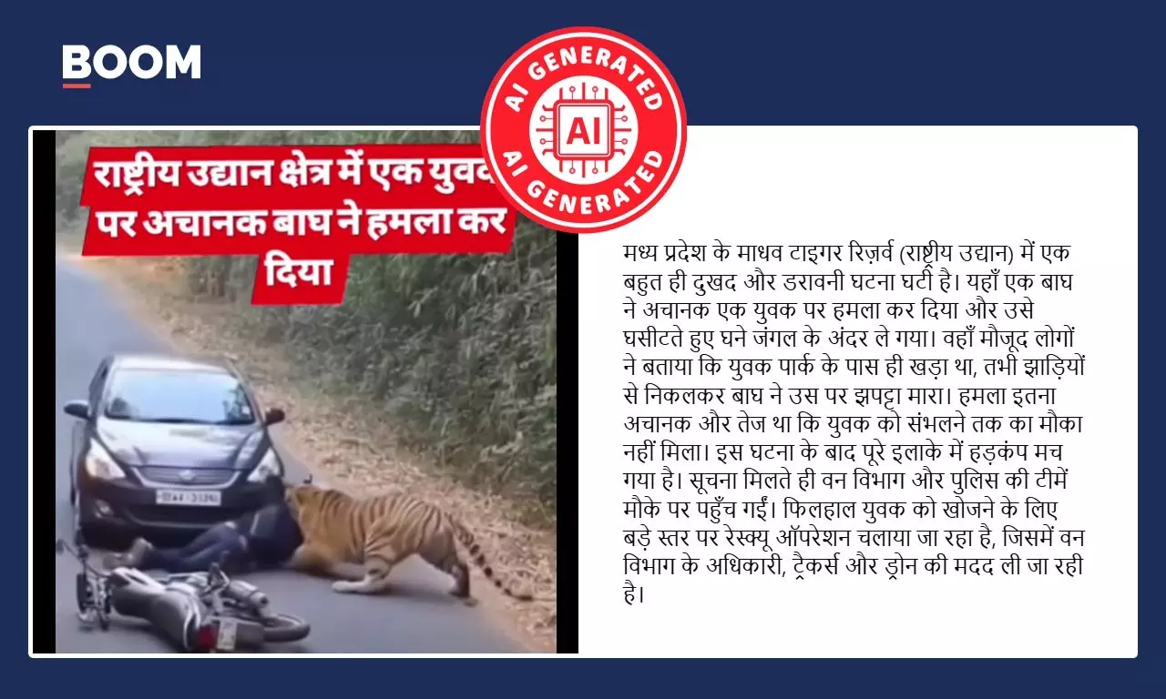 The video of a tiger attacking a motorcyclist is AI-generated The video of a tiger attacking a motorcyclist is AI-generated