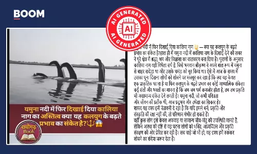 यमुना में कालिया नाग दिखाई देने के दावे से AI Generated वीडियो वायरल यमुना में कालिया नाग दिखाई देने के दावे से AI Generated वीडियो वायरल