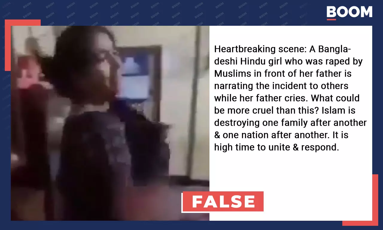 Viral video falsely claimed to show a Hindu girl being raped in Bangladesh while her father describes the incident. Viral video falsely claimed to show a Hindu girl being raped in Bangladesh while her father describes the incident.