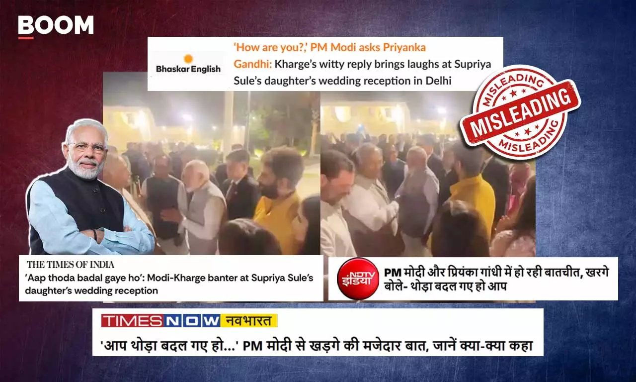 PM Modi, Priyanka Gandhi and Mallikarjun Kharge in a viral video. PM Modi, Priyanka Gandhi and Mallikarjun Kharge in a viral video.