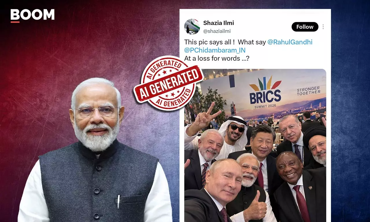 AI-generated image shows PM Modi taking a selfie with world leaders at the BRICS summit AI-generated image shows PM Modi taking a selfie with world leaders at the BRICS summit