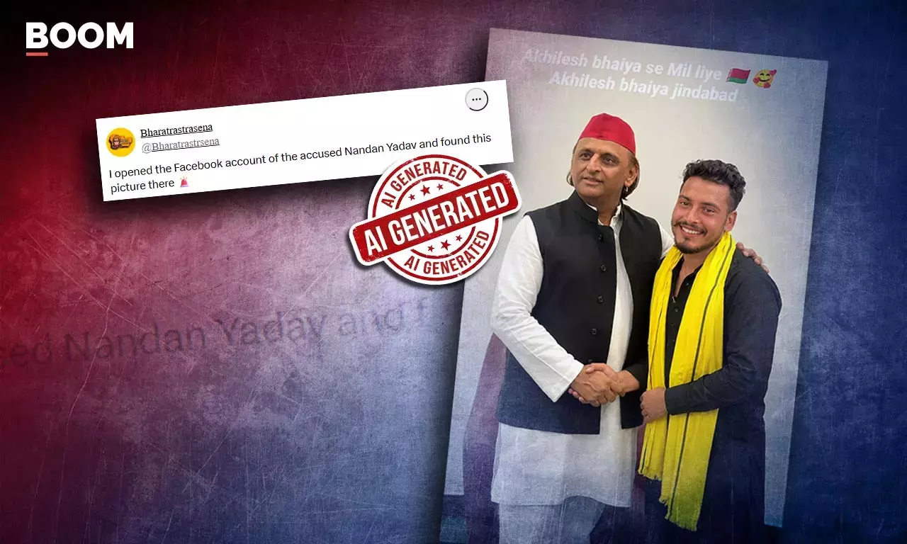 AI-generated image showing Nandan Yadav with Akhilesh Yadav. AI-generated image showing Nandan Yadav with Akhilesh Yadav.